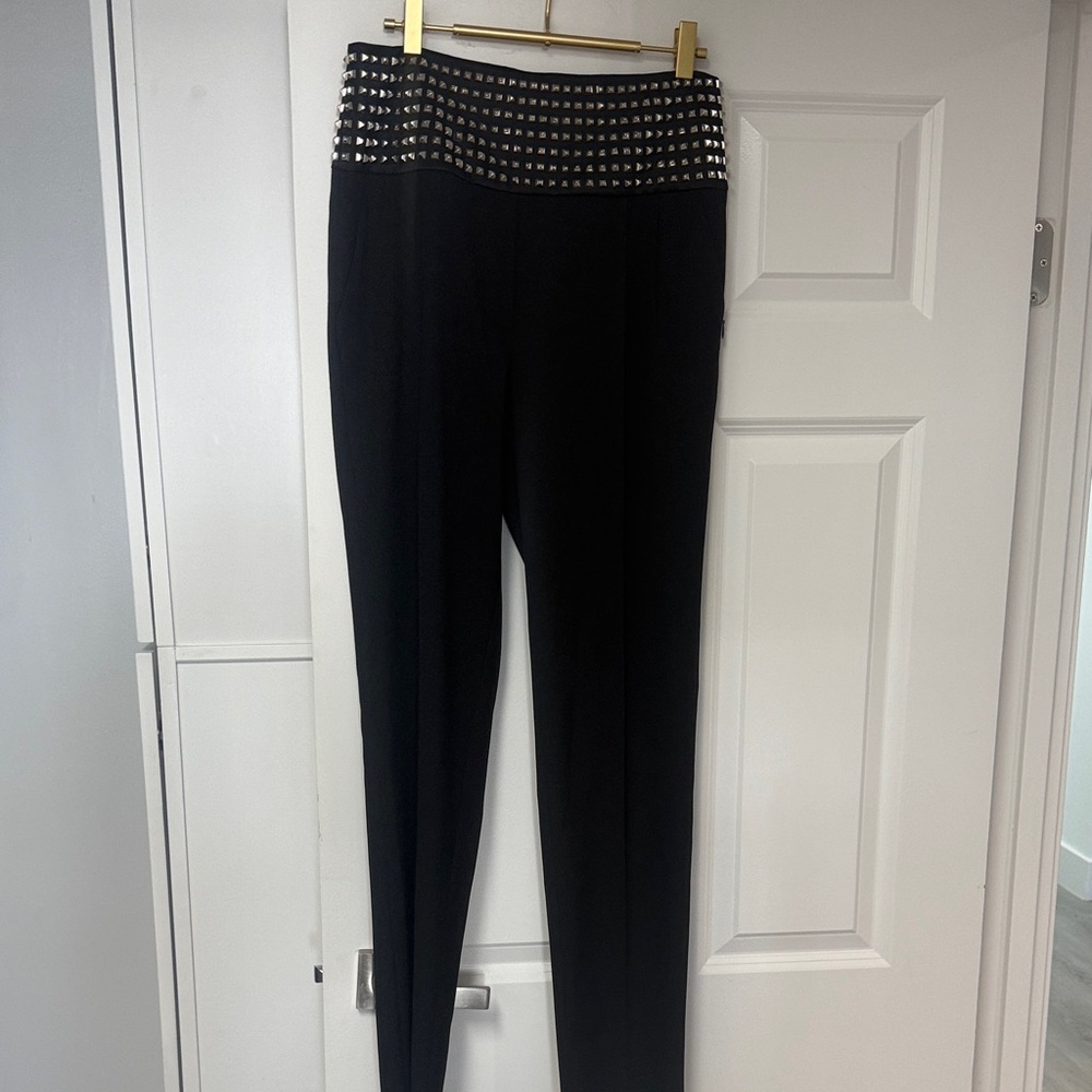 Philipp Plein Black and Silver Studded Leggings